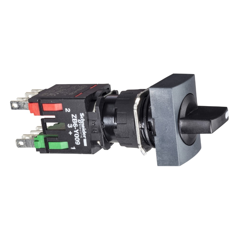 SchneiderSchneider XB6DD235B Siyah Eksiksiz Dikdörtgen Mandal Buton Ø16 3 Konumlu Sabit 1Na+1Nk