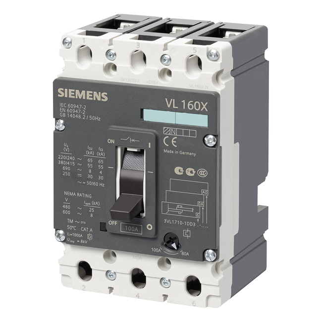 SiemensSiemens 3VL1704-1DD33-0AA0 Kompakt Tip Termik Manyetik Güç Şalteri; Vl160X; 55Ka; 32-40A;