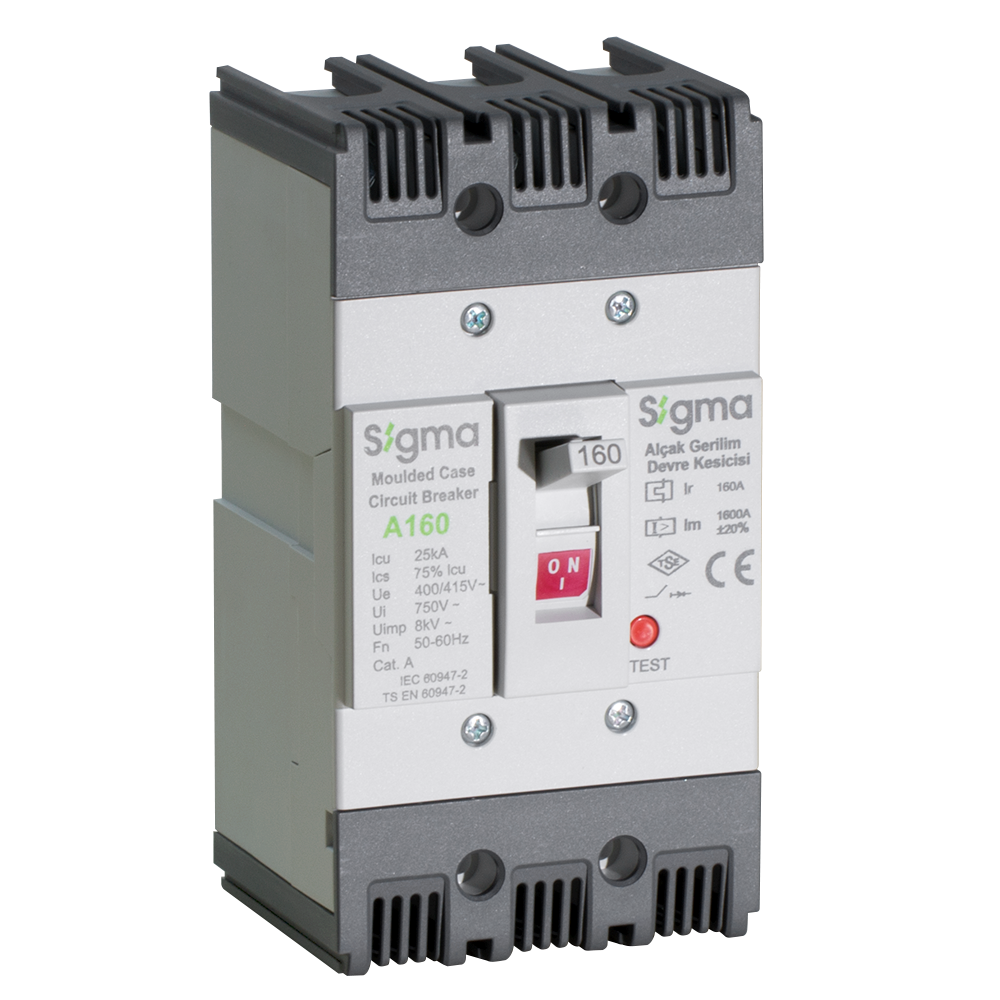SigmaSigma A160 20A 25KA 3P Sabit Tip AG Devre Kesici
