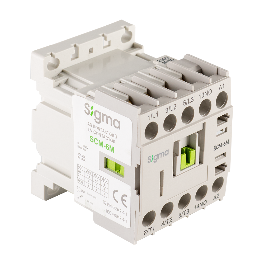 SigmaSigma SCM-16M 7,5 kW 16A 230V Alçak Gerilim Güç Kontaktörü