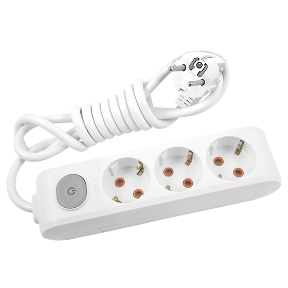 VikoViko Multi-let Üçlü Grup Priz Anahtarlı Topraklı Kablolu Çocuk Korumalı 5 Mt