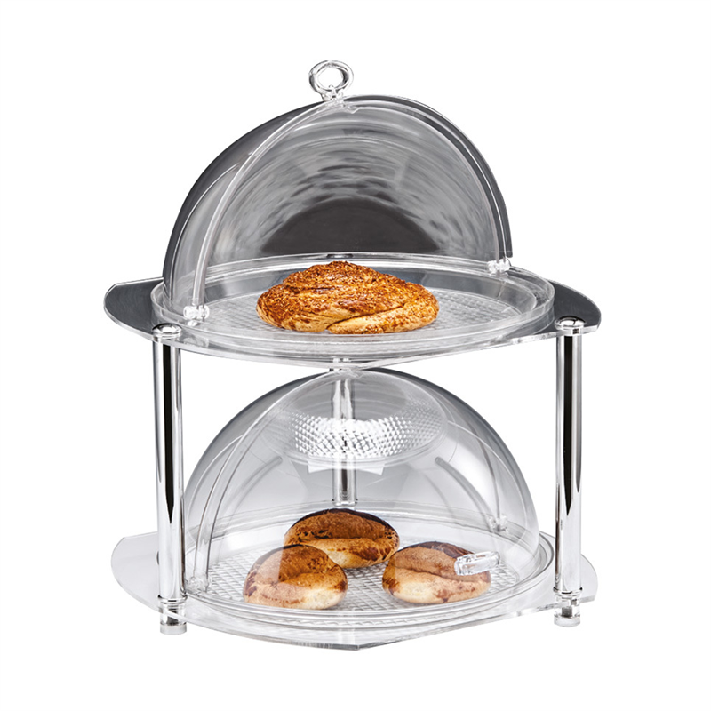 2 Katlı Komple Rolltop Kapaklı  Teşhir Standı/Köşeli-Küçük