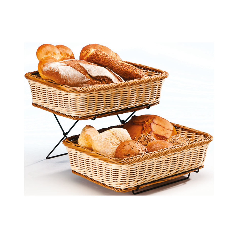 2 Katlı Telli Standlı Hasır Sepet