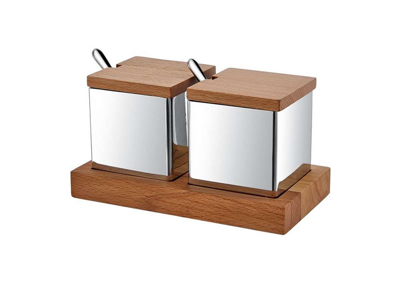 Ahşap Standlı Kare 2 Li Baharatlık Tk. Mat-Parlak