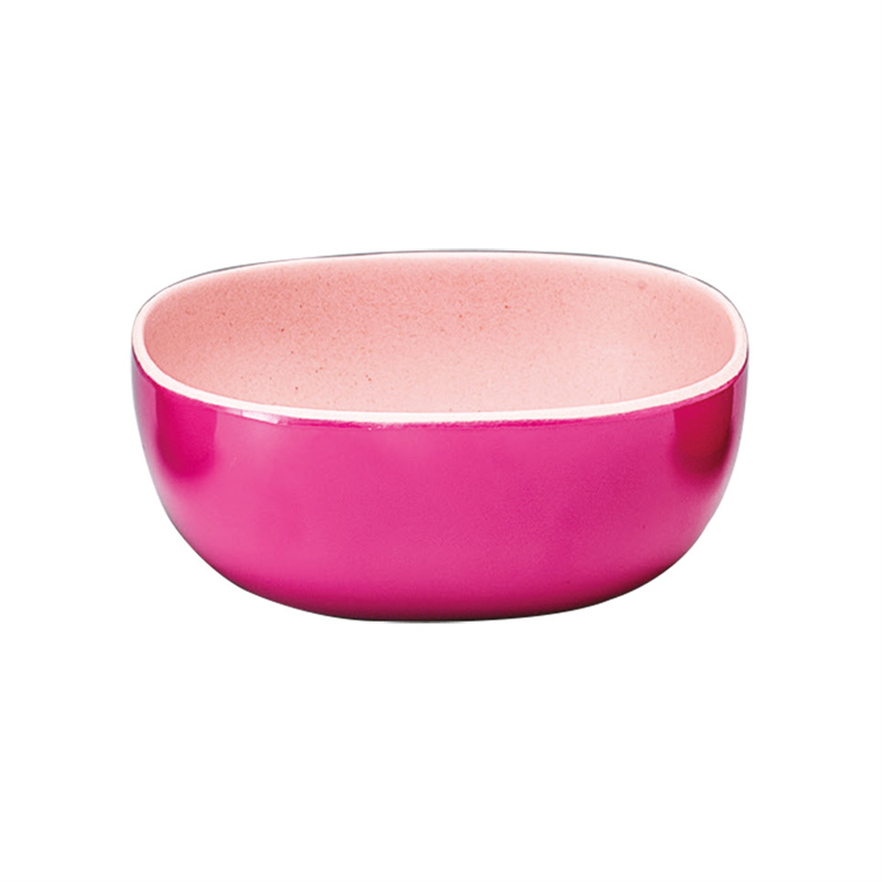 Renkli Oval Bambu Çerezlik-Pembe-Oranj-Yeşil
