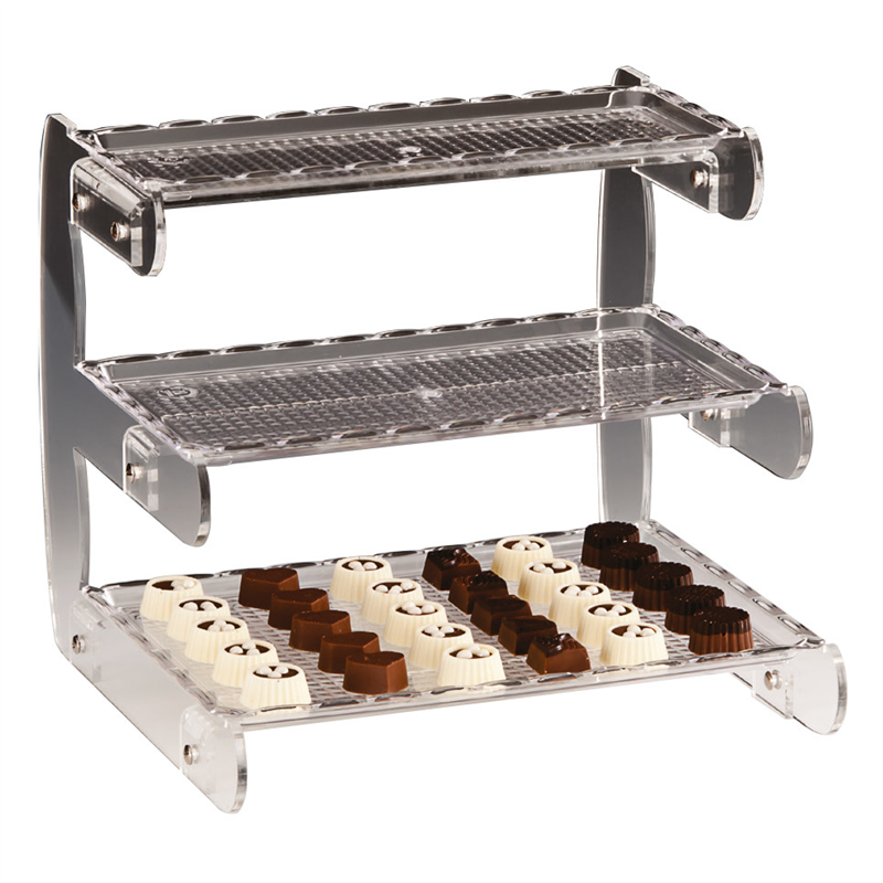 3 Katlı Polycarbonat Çik. Tepsili,Akrilik Teşhir Standı