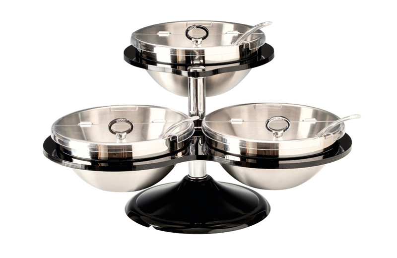 3 Lü Çelik Kaseli Kapaklı Teşhir Standı