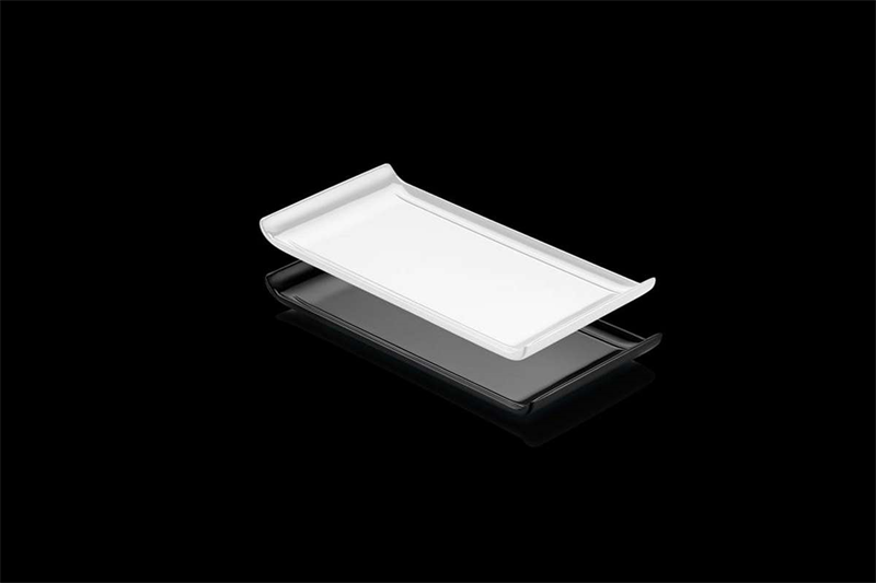 Açık Büfe Pastane Sunum Tepsi 30X15X3Cm (Siyah-Beyaz)