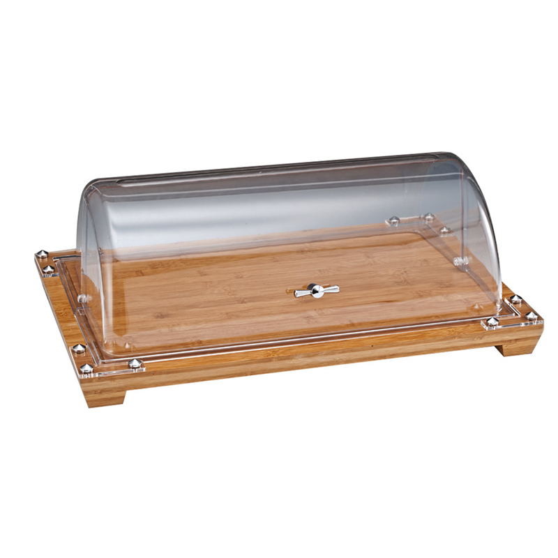 Pc Rolltop Kapaklı Ahşap Altlı Fanus-59X39 Cm (Çelik Kulplu)