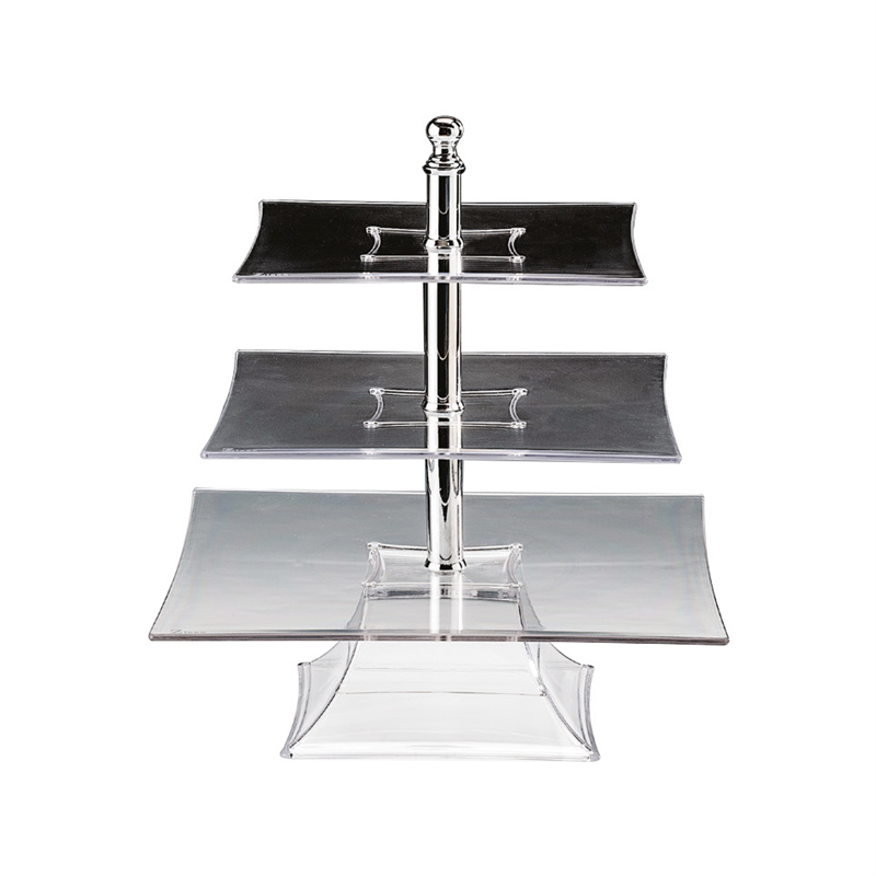 Polycarbonat Tepsili 3  Katlı Teşhir Standı(25-30-35 Cm )