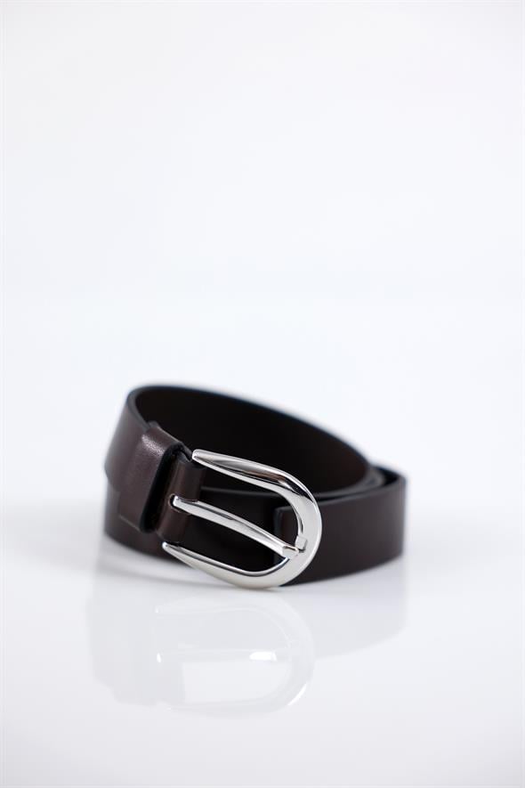 Acı Kahve Klasik Tokalı Deri Kemer 