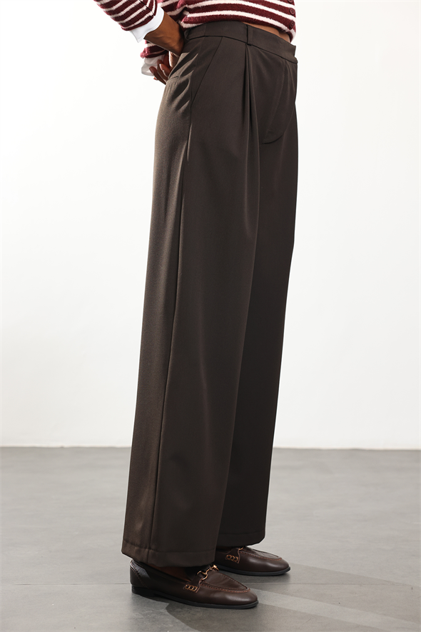 Acı Kahve Palazzo Kumaş Pantolon 1607