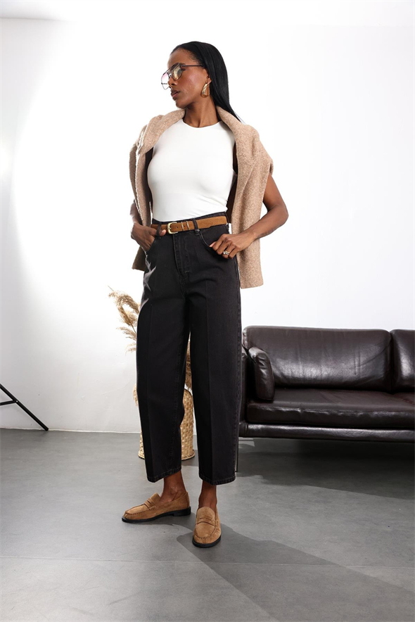 Acı Kahve Yüksek Bel Baggy Jean 3004