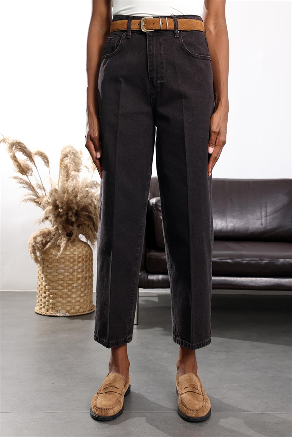 Acı Kahve Yüksek Bel Baggy Jean 3004
