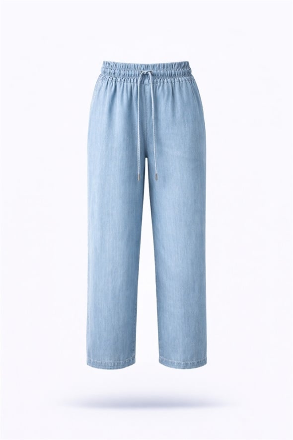 Açık Mavi Lyocell Wide Leg Jean 