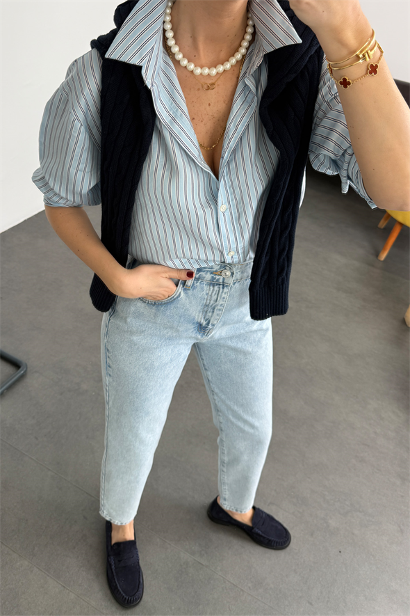 Açık Mavi Mom Fit Jean 
