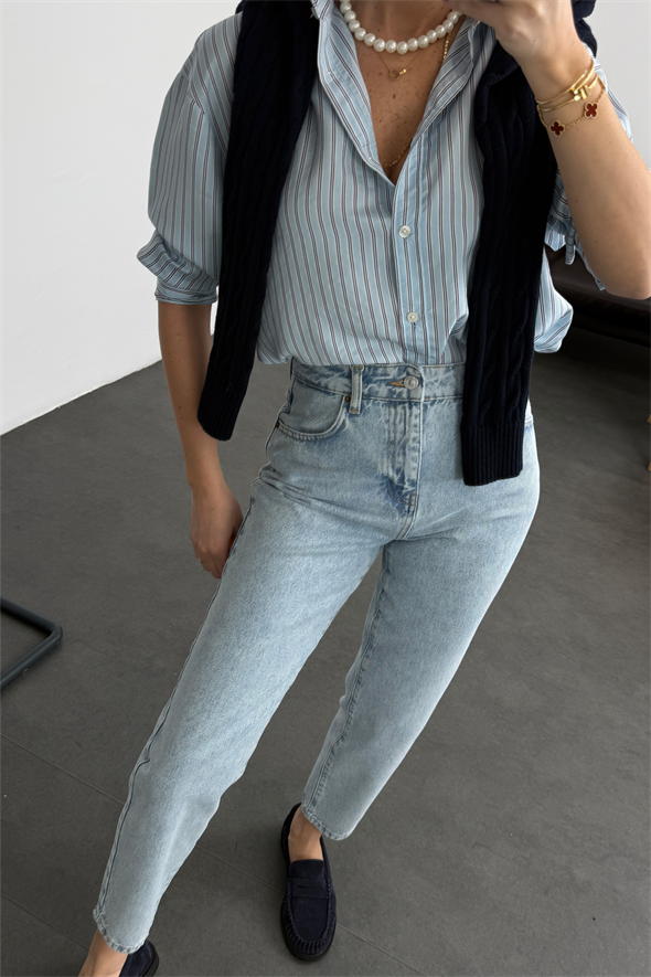 Açık Mavi Mom Fit Jean 