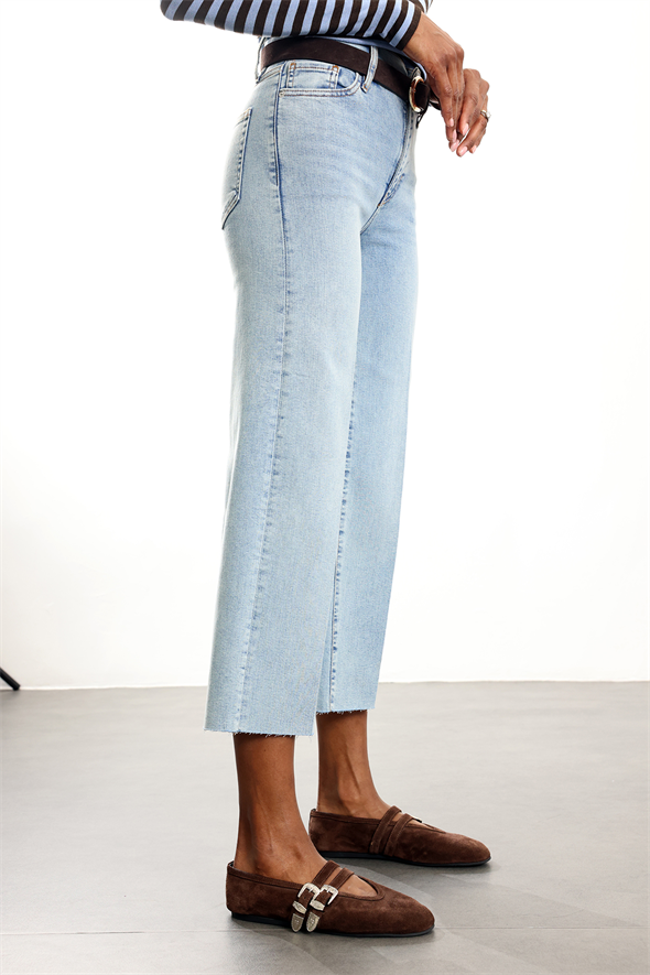 Açık Mavi Palazzo Cropped Jean 