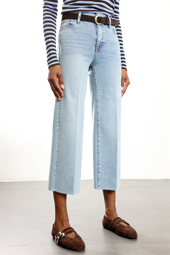Açık Mavi Palazzo Cropped Jean 