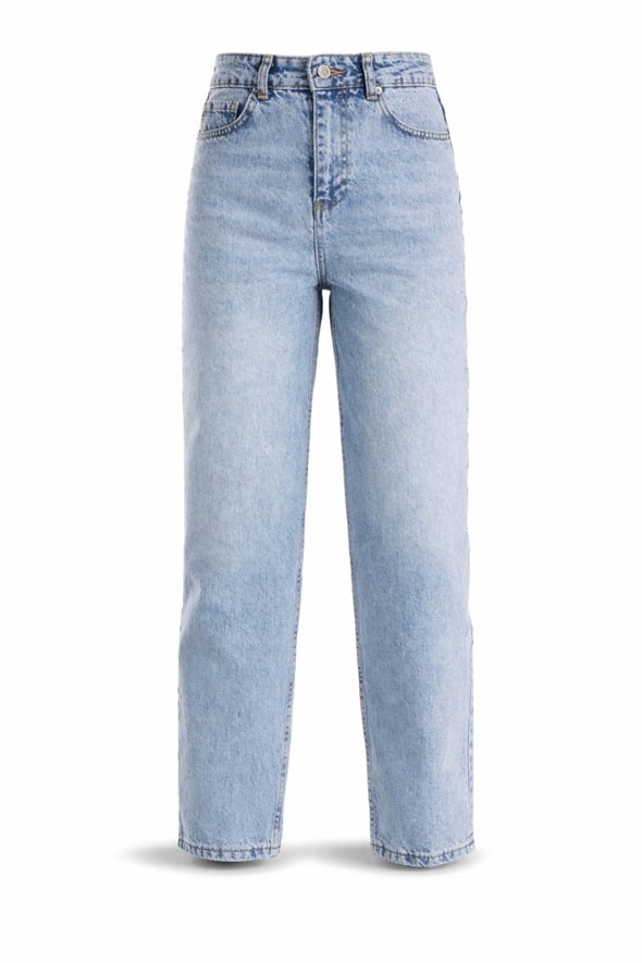 Açık Mavi Yanları Çiçek Nakışlı Barrrel Jean 1019