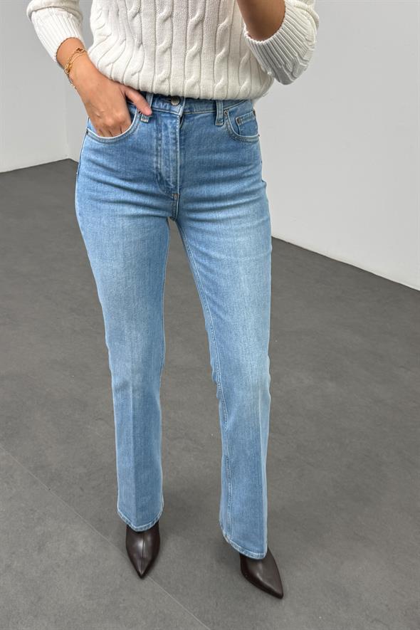 Açık Mavi Yüksek Bel Flare Jean
