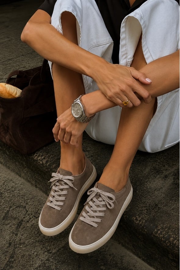 Açık Vizon Deri Sneaker 25210