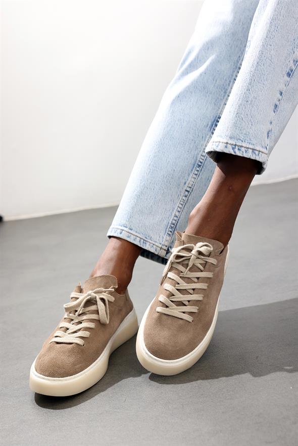 Açık Vizon Deri Sneaker 25210