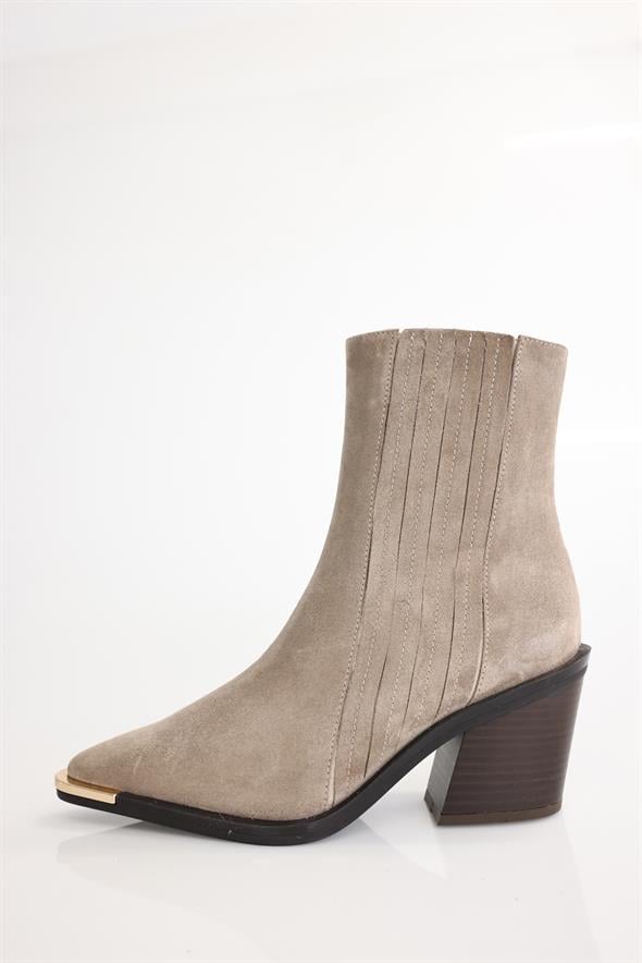 Açık Vizon Sivri Burun Topuklu Chelsea  Bot 115816