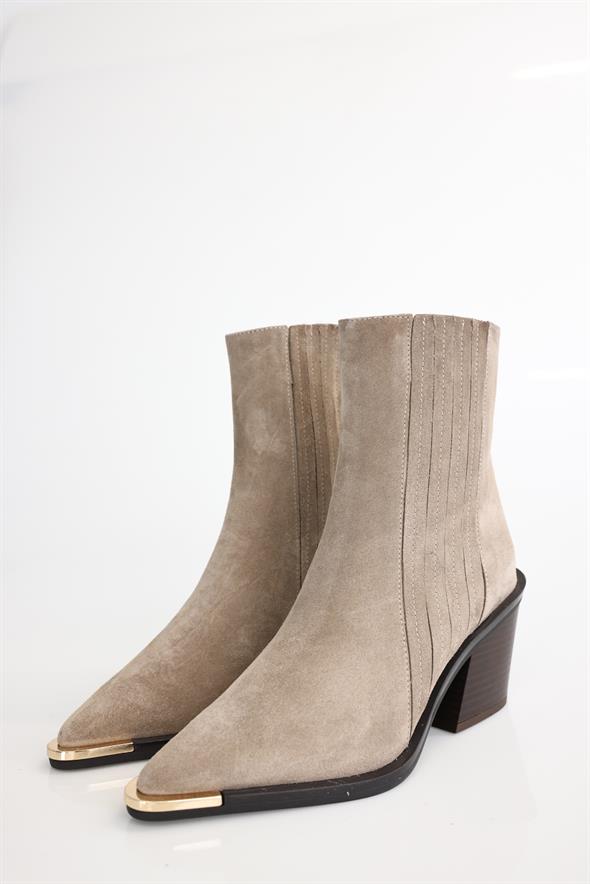 Açık Vizon Sivri Burun Topuklu Chelsea  Bot 115816