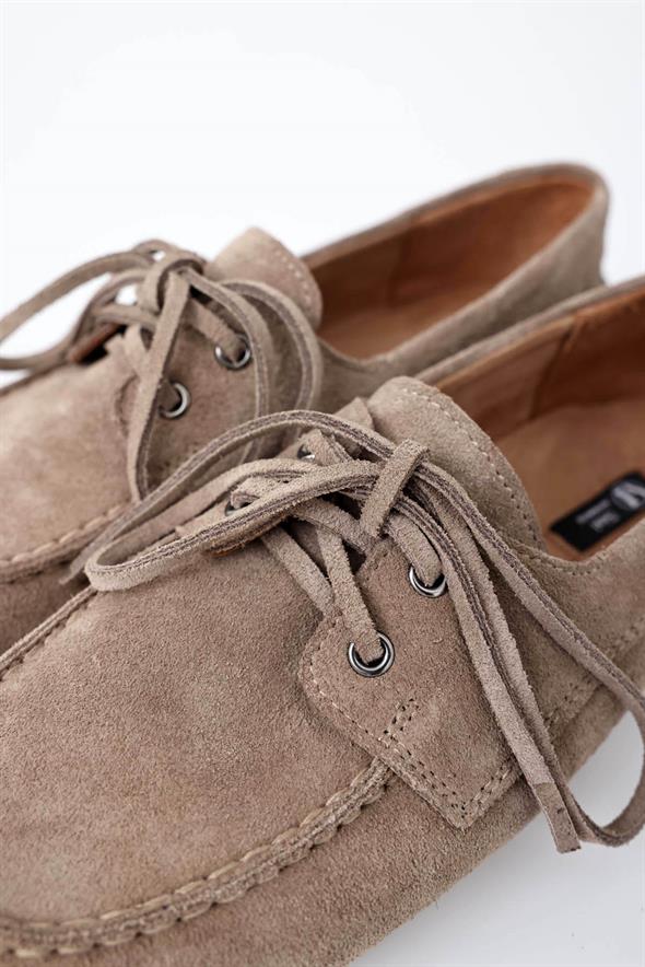 Açık Vizon Süet Bağcıklı Makosen 24325