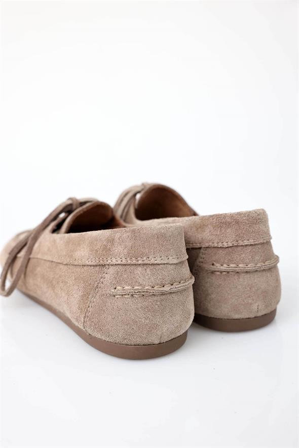 Açık Vizon Süet Bağcıklı Makosen 24325