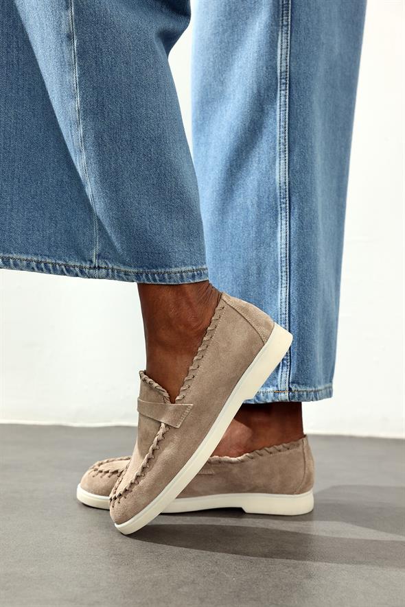 Açık Vizon Süet Örgü Makosen 25396