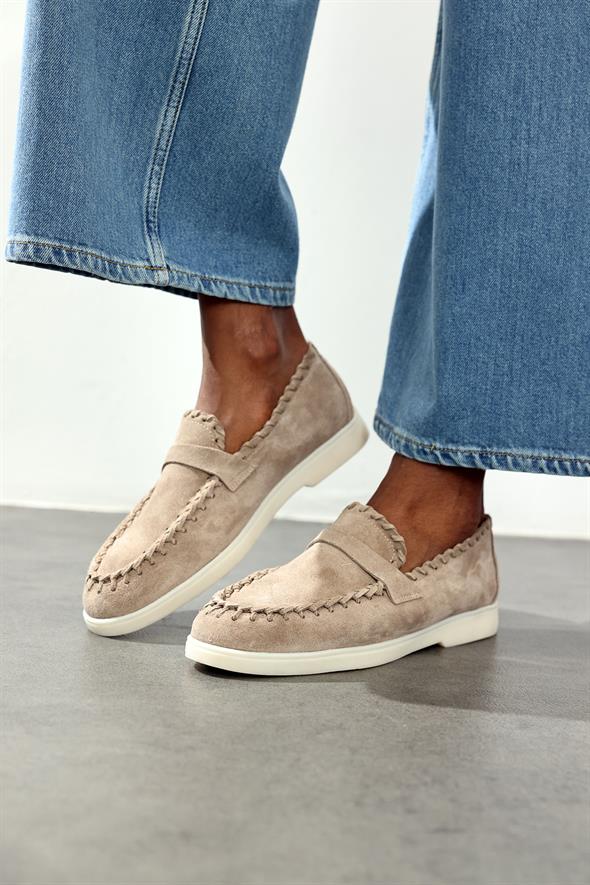 Açık Vizon Süet Örgü Makosen 25396