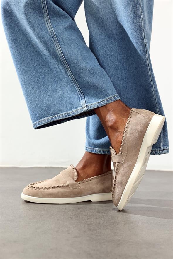 Açık Vizon Süet Örgü Makosen 25396