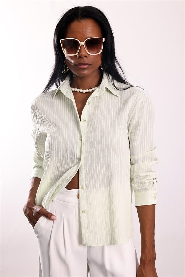 Açık Yeşil Çizgili Gömlek 4340