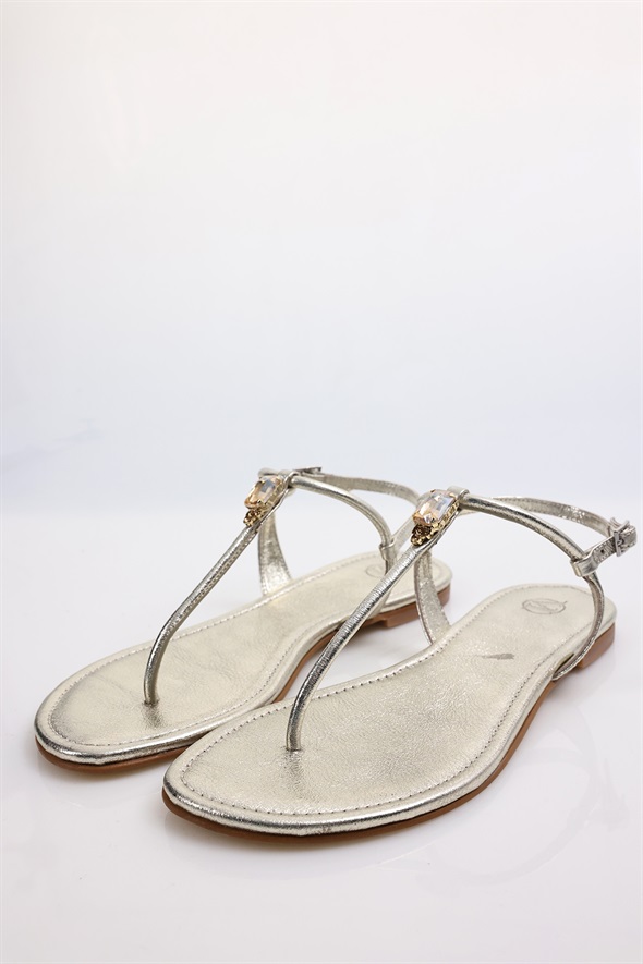 Altın Tek Taş Sandalet 26057