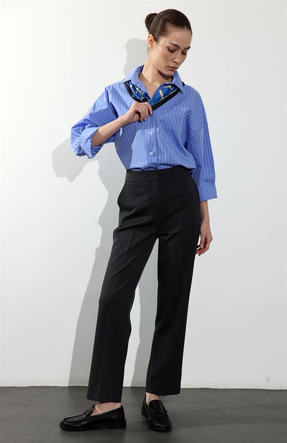 Antrasit Beli Lastikli Cigarette Pantolon 00191