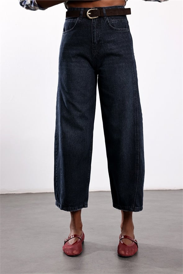 Antrasit Çift Dikişli Barrel Jean 545