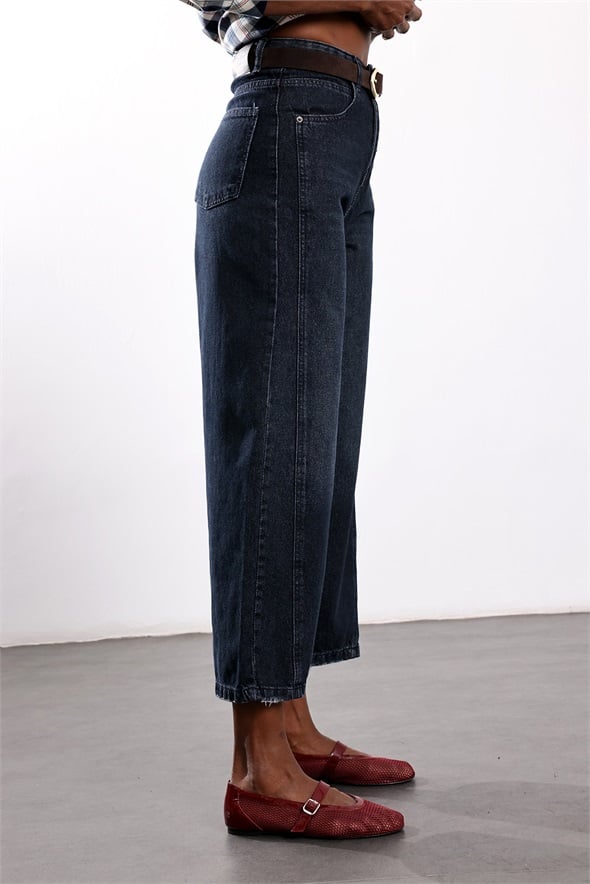 Antrasit Çift Dikişli Barrel Jean 545