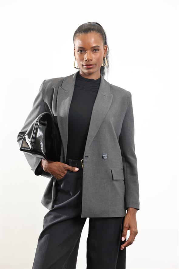 Antrasit Çift Düğmeli Blazer Ceket 17165
