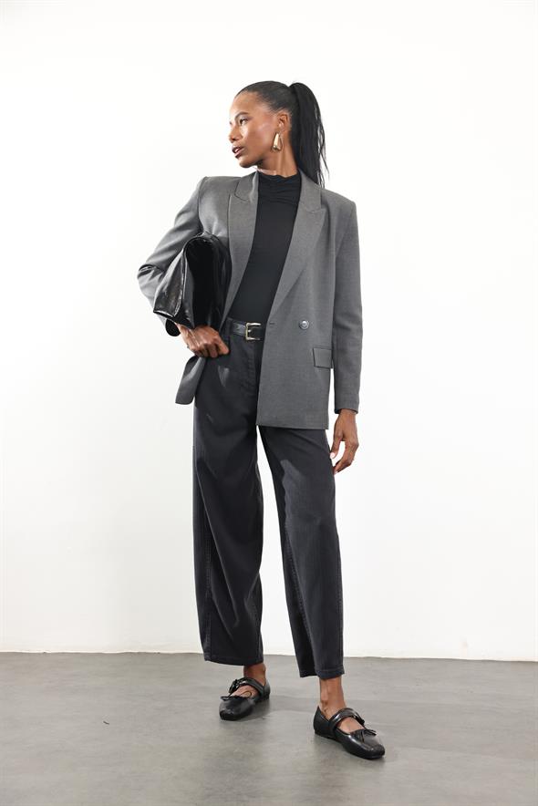 Antrasit Çift Düğmeli Blazer Ceket 17165