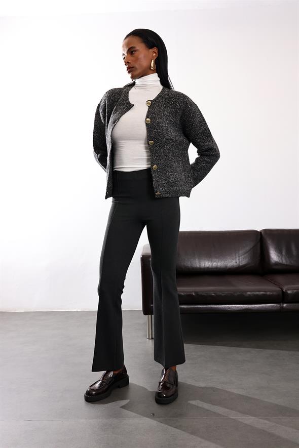 Antrasit Gold Düğme Detaylı Hırka 251067