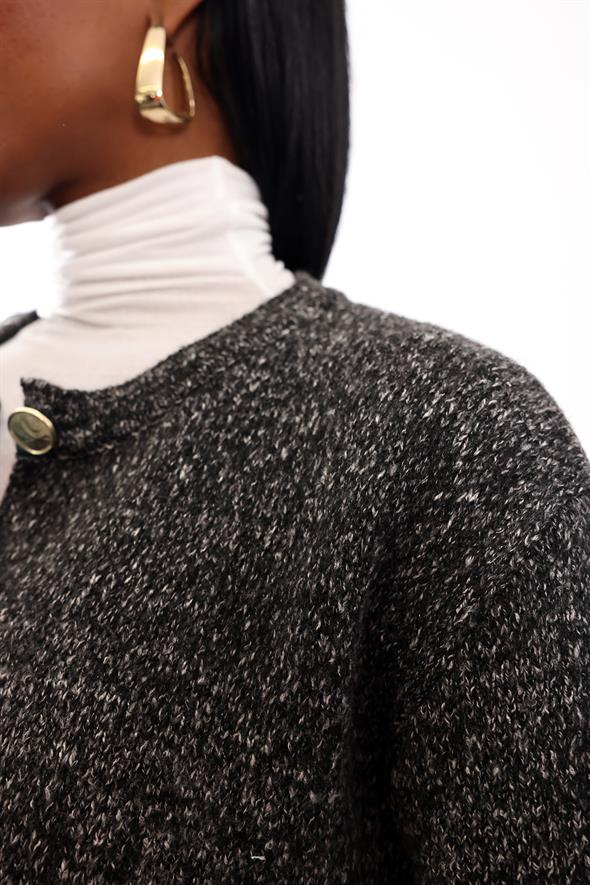 Antrasit Gold Düğme Detaylı Hırka 251067