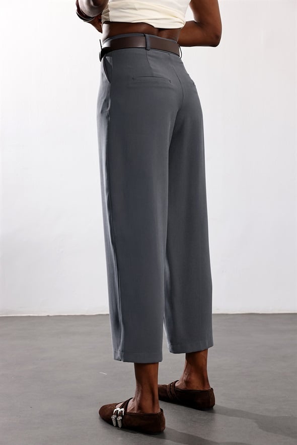 Antrasit Kemerli Barrel Pantolon 58549