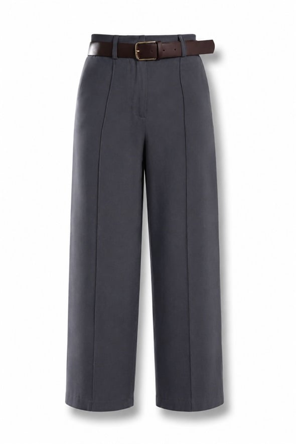 Antrasit Kemerli Barrel Pantolon 58549