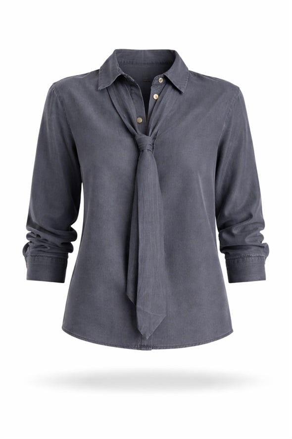 Antrasit Kuşaklı Denim Gömlek 