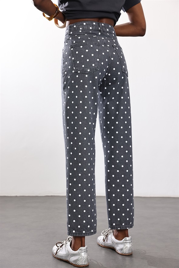 Antrasit Puantiye Desenli Jean 525