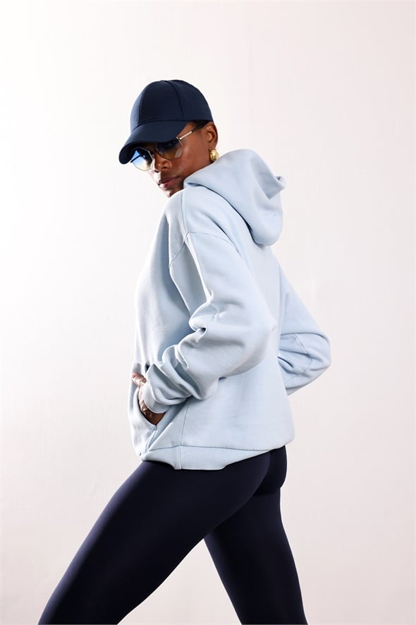 Bebe Mavi Heavens Yazılı Kapüşonlu Sweatshirt 10034