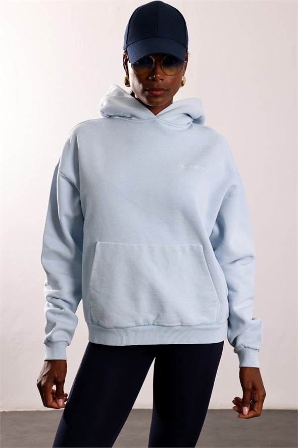 Bebe Mavi Heavens Yazılı Kapüşonlu Sweatshirt 10034
