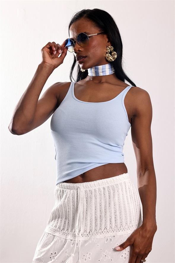 Bebe Mavi U Yaka Fitilli Basic Atlet 